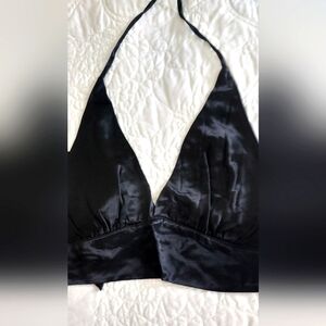 Black Satiny Triangle Evening Halter Top
